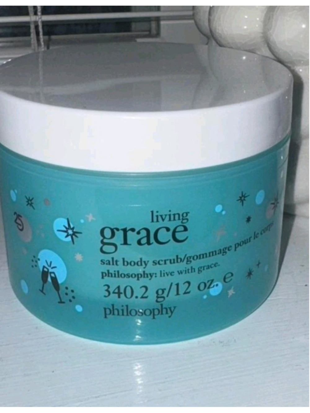Philosophy Living Grace Salt Body Scrub Blue 12 oz Full Body